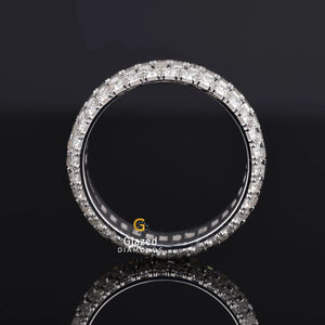 La nueva y atractiva banda de Hip Hop totalmente helada se adorna con diamantes redondos brillantes y Baguette cultivados en laboratorio, oro amarillo de 10K para Unisex - Product Image 5