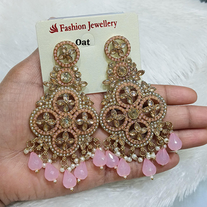 ต่างหูห้อยลูกปัดทองหรูหราพร้อมคริสตัลและไข่มุกเหมาะสำหรับงานแต่งงานและงานเทศกาล - Product Image 6