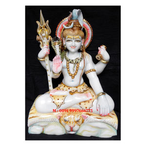 รูปปั้นพระศิวะนั่งทำจากหินอ่อนสีขาว งานแฮนด์เมด สวยงามน่าทึ่ง เหมาะสำหรับบ้าน สำนักงาน และวัด - Product Image 1