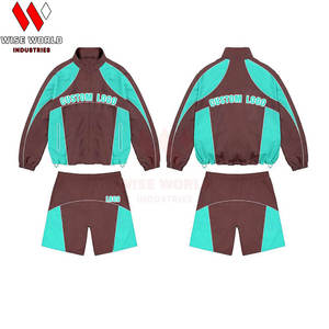 Conjunto de Sudadera con Capucha Corta de Algodón Sólido Personalizable y Transpirable con Pantalones Deportivos a Juego para Hombre, Estilo Urbano, Cortavientos, para Entrenamiento - Product Image 3