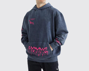 Sweat à capuche personnalisé High Street Vintage délavé à l'acide Streetwear Taille et couleurs personnalisées Sweats à capuche délavés par teinture pour hommes - Product Image 1