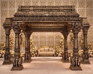 Thème jardin exclusif mariage Avni Mandap royaume-uni Grand mariage en plein air cérémonie de mariage en plein air Mandaps en plein air mariage Hindu vidthis sculpté Mandap - Product Image 3
