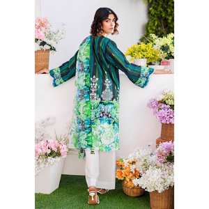 Traje de jardín de 3 piezas sin coser con estampado digital verde para mujer - Product Image 5