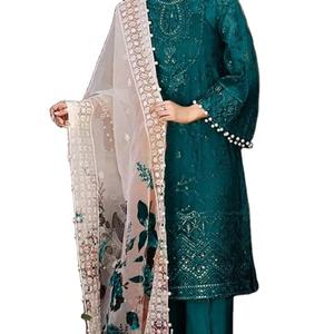 2022 Pakistanais Designer De Luxe Collection Salwar Kameez Organza Costume pour Adultes D'été De Mariage De Luxe Tissu Robe Vente - Product Image 1