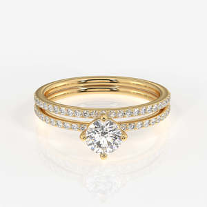 Handmade 18K Yellow Gold <b>Ring</b> with Round Cut Lab Grown Diamond Engagement Hip-hop Style IGI Certified - Product Image 1