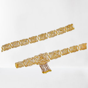 Bijoux artificiels creux ethniques arabes traditionnels plaqués or Chaînes de ventre de taille Bijoux de corps de ceinture - Product Image 1