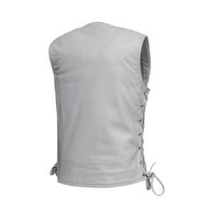 Chaleco Vintage de Invierno para Hombre, Color Blanco, Cuello en V, Cierre de Cuatro Botones a Presión, Cordones Laterales Ajustables, Transpirable - Product Image 2