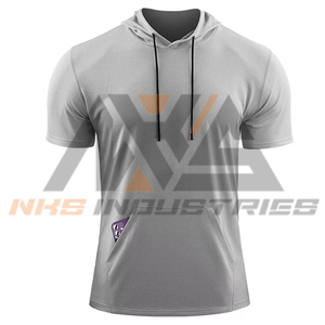 Trendy Men's 100% Polyester <b>Short</b> <b>Sleeve</b> <b>Hoodie</b> Designer Pattern Breathable Fitness Tee for Active Summer Training Size 6XL - Product Image 2