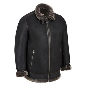 Shearling Sheepskin Bomber <b>Jacket</b> Warm Winter <b>Fur</b> Collar Coat Custom Wholesale Genuine Leather Outwear leather <b>jacket</b> <b>for</b> <b>men</b> - Product Image 6