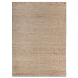 พรมขนสัตว์ถักมือสีเบจและสีน้ำตาล รุ่น AKWL-2041 รูปทรงสี่เหลี่ยมผืนผ้า พรมปูพื้นปอกระเจาสำหรับตกแต่งบ้าน ห้องนั่งเล่น และทางเดิน - Product Image 1