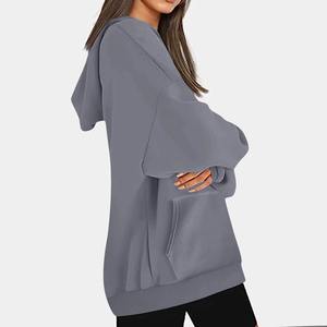 Factory Ready Women Winter Long Oversized <b>Hoodie</b> Soft <b>Velour</b> Fabric 100% Cotton Front Logo Streetwear Style - Product Image 3