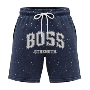 Hip Hop Hombres Unisex Personalizado Terry Algodón Sunfaded Desgastado Ácido Lavado Alta Calidad Transpirable Ecológico Pantalones Cortos de Secado Rápido - Product Image 1