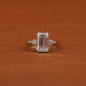 10KT <b>Solid</b> Gold Luxury Wedding Ring Emerald Cut Lab Grown Diamond Engagement Solitaire IGI Bezel Setting Trendy Style - Product Image 1