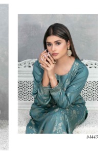 Haute qualité dames modeste mode Salwar Kameez hiver agrafe imprimé fleuri droite naturel Broshia Banarsi tissu robe - Product Image 6