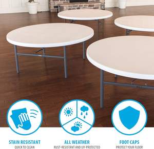 <span class=keywords><strong>Table</strong></span> pliante ronde au design moderne en HDPE de 200cm Tables d'événement extérieures en plastique portables pour <span class=keywords><strong>12</strong></span> <span class=keywords><strong>personnes</strong></span> Meubles de fête pliables - Product Image 5