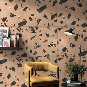 Carreaux en porcelaine émaillée à surface sculptée effet terrazzo FLORI PEACH - Product Image 1