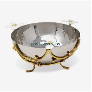 Cuenco de chocolate de acero inoxidable con mango floral Chapado en color dorado Tazón dulce de diseñador de la mejor calidad Venta caliente Clásico con estilo - Product Image 5