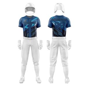 ชุดเสื้อเบสบอลแห้งเร็วแบบปรับแต่งได้ชุดเสื้อกีฬาโพลีเอสเตอร์ระบายอากาศสีดำและสีน้ำเงินพร้อมตัวเลขสำหรับทีมสโมสร - Product Image 4