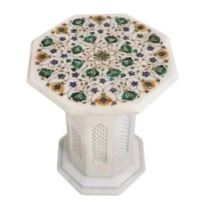 Mesas de centro de extremo con incrustaciones de mármol, piedras preciosas semipreciosas de fácil montaje para el hogar, muebles de sala de estar, belleza moderna y opulenta - Product Image 2