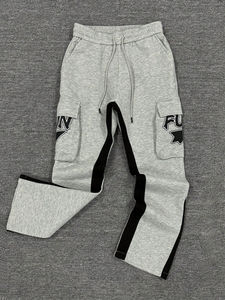 Pantalones de chándal con serigrafía personalizada para hombre, pantalones acampanados de pierna ancha con pantalones medios, pantalones de hombre rectos a rayas curvas - Product Image 3