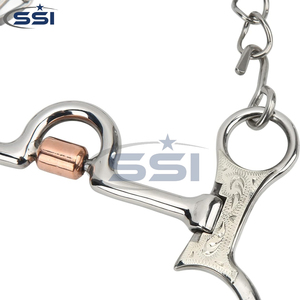 Carved Stainless Steel Pelham Bit with Copper Inlay Customizable Color Design & Logo Exquisite Equestrian Performance Bit - Product Image 6