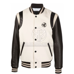Fashionable Men Leather Sleeves Varsity <b>Jacket</b> Classic <b>Baseball</b> <b>Bomber</b> <b>Jacket</b> for Winter and Daily Wear - Product Image 1