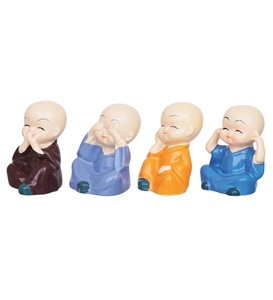 Modern Cute Little Monks Figurines Set of 4 Plastic Design New Little Monks Sculptures Housewarming Halloween Gift And Decor - Product Image 5