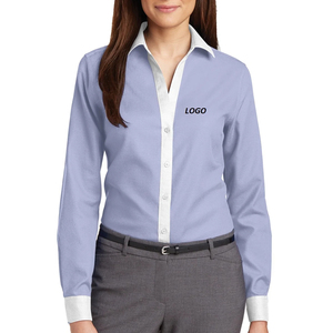 Chemisier formel chemises habillées Slim Fit boutons bureau femmes décontracté à manches longues plaine vêtements de travail chemises habillées en gros OEM - Product Image 1