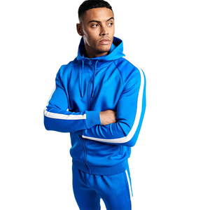 Survêtements pour hommes bleu marine/gris survêtements pour hommes survêtements 2 pièces décontracté athlétique Jogging échauffement ensembles à fermeture éclair complète - Product Image 1