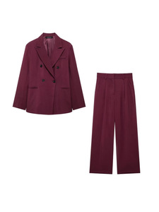 Commercio estero autunno nuovo stile europeo e americano Ankela rosso doppio petto giacca completo <span class=keywords><strong>pantaloni</strong></span> - Product Image 2