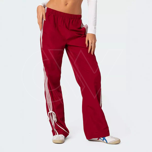 2024 Pantalones deportivos casuales de moda para mujer, Pantalones rectos con cordones a rayas de color contrastante, pantalones sueltos de moda para mujer - Product Image 3