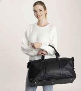 Bolsa de Viaje de Cuero Genuino Negra, Gran Capacidad, para Fin de Semana, Gimnasio, Viajes Cortos, Resistente al Agua, Ecológica, para Hombre - Product Image 2