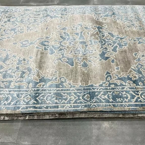 Luxuriöser Marokkanischer Retro-Vintage Großer Bambus-Seiden-Schlingenflor Plüsch Flachgewebter Handgefertigter Jacquard Geflochtener Moderner Waschbarer Teppich - Product Image 1