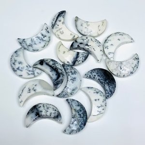 Gran oferta, dendrita, Ópalo, Luna tallada, Briolette, facetado a mano, Luna tallada a mano, corte de rosa, piedra preciosa, luna creciente a granel - Product Image 1