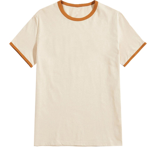 Bajo MOQ personalizado Ringer Tee para hombres Imprimir Logo B2B Proveedor Venta al por mayor O-cuello Ringer T-Shirta Camisetas de algodón de manga corta para hombres - Product Image 1