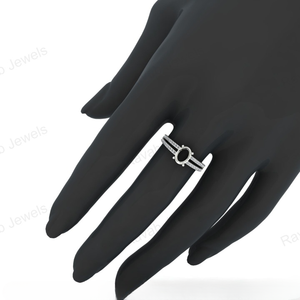 Genuine 925 Sterling Silver Engagement Double Band <b>Ring</b> 8x6mm Oval Semi Mount 18K Gold Prong Custom Jewelry Findings Components - Product Image 6