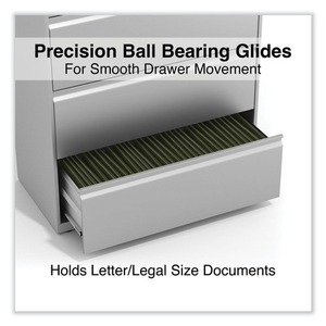 Alera 25494 Light Gray 36 In. X 18.63 In. X 52.5 In. Legal/Letter-Size 4-<b>Drawer</b> Lateral File with <b>Lockable</b> Feature - Product Image 3