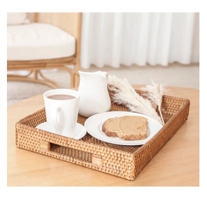 Plateau rectangulaire en rotin écologique Vaisselle de qualité supérieure Plateau de service en rotin Prix le plus bas - Product Image 4