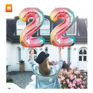 Kit of 10 Number <b>Balloons</b> for Birthday Party <b>Decorations</b>, 80cm - Assorted Colors - Product Image 2