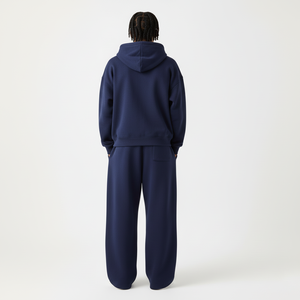 High Quality Custom Made 100% Cotton Loose Fit Solid Color Zip Up Hoodie & Baggy Jogger Set Custom Printed Logo Sweatsuit - Product Image 2