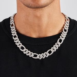 Diamond Tester's GRA Hip Hop S925 Silver Iced Bling 3 filas 14mm-20mm VVS Moissanite cadena de eslabones cubanos para hombres 16MM 18mm - Product Image 2