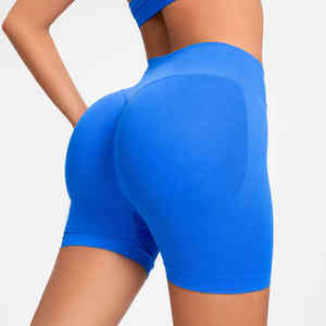 Pantalones cortos atléticos de poliéster de cintura alta para mujer, pantalones cortos de gimnasio personalizados para correr, Yoga, pantalones cortos de motorista transpirables - Product Image 6