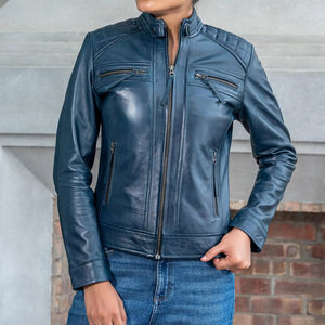 Veste en cuir véritable pour femme, nouvelle collection hiver, coupe-vent, satinée, avec doublure en nylon respirante, écologique, prix d'usine - Product Image 1