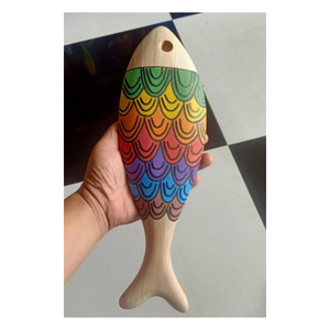 Artisanat en bois de poisson marin de haute qualité, sculpture en bois décorative sculptée à la main pour le style de maison côtière - Product Image 1