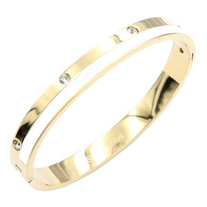 Bracciali a Cerchio con Cerniera Blu in Acciaio Inossidabile Placcato Oro, Larghezza 6mm, Stile alla Moda - Product Image 1