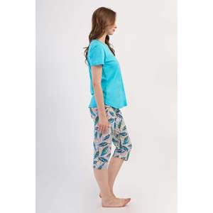 Ensemble de pantalon capri et haut à col rond KADIN P.SUPREM O YAKA KISA KOL ETEGI OVAL - Menthe - Menthe - Product Image 3