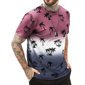 T-shirt pour hommes vêtements hawaïen motif de cocotier été hauts à manches courtes t-shirts hauts à col rond T-shirt décontracté pour hommes Streetwear - Product Image 2