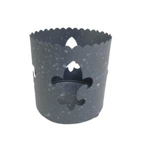 Porte-bougie rond décoratif unique en fer de couleur grise pour la décoration de salon et de table faite à la main - Product Image 1