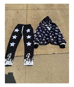 กางเกงวอร์มและมีฮู้ดผ้าเกล็ดปลาเทอร์รี่พิมพ์ลายแบบรูดซิปเต็มโลโก้ออกแบบได้ตามต้องการผลิตจากผู้ผลิต - Product Image 5