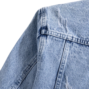 Mens <b>Light</b> Wash Denim Jacket 100 Cotton Button Front Long Sleeve Casual Trucker Regular Fit Streetwear Outerwear Windproof - Product Image 3